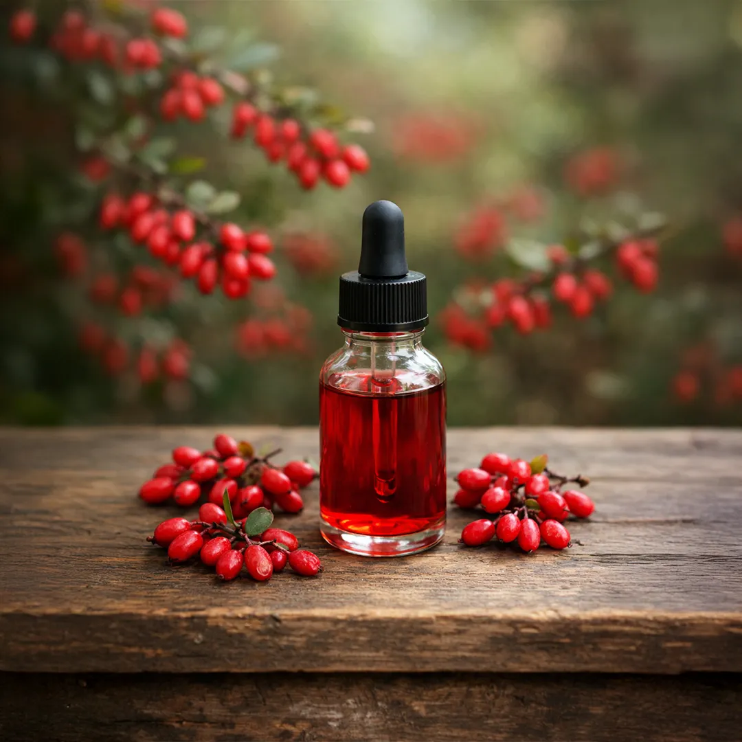 Pure Berberine botanical extract and fresh barberries with dropper